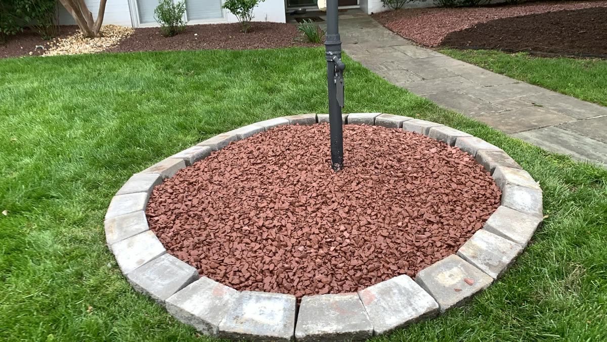 Tree ring finished with lava rock and clean bed edge